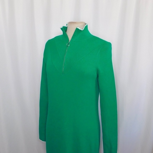 SWEATY BETTY Frame Knitted Midi Dress Vivid Green Sporty Ribbed Knit Size 12 - Picture 7 of 14